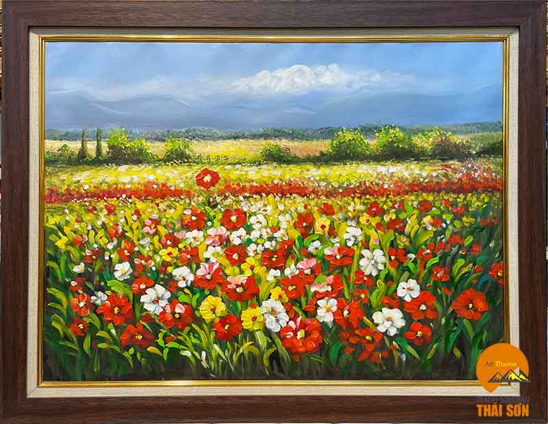 TOP] Bức tranh phong cảnh cánh đồng hoa sắc màu mới 2021