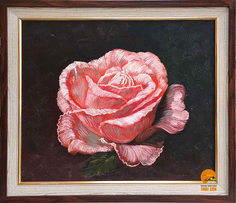 Bức tranh hoa hồng 1 bông vẽ sơn dầu ấn tượng nhất 2021