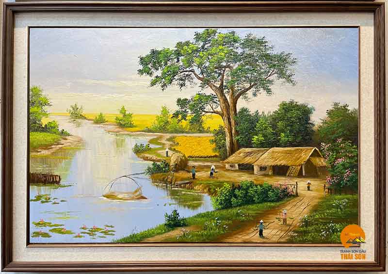 Bức tranh vẽ sơn dầu phong cảnh đồng quê mới nhất hiện nay