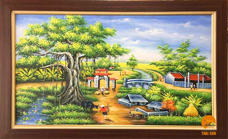 Tranh Phong Cảnh Vườn Nhà Thơ Mộng – Dịch vụ vẽ tranh Vườn Nhà