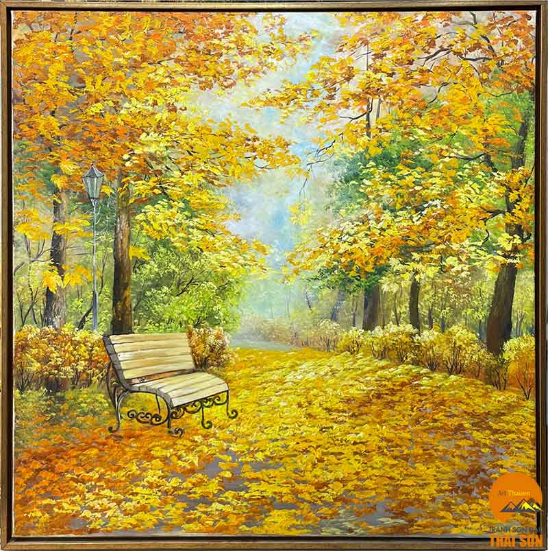 Tranh phong cảnh mùa thu Hà Nội vẽ sơn dầu  AmiA Hà Nội
